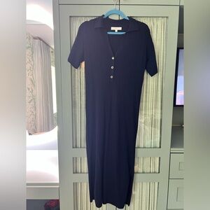 Ripe maternity dress w/ gold buttons, navy, large